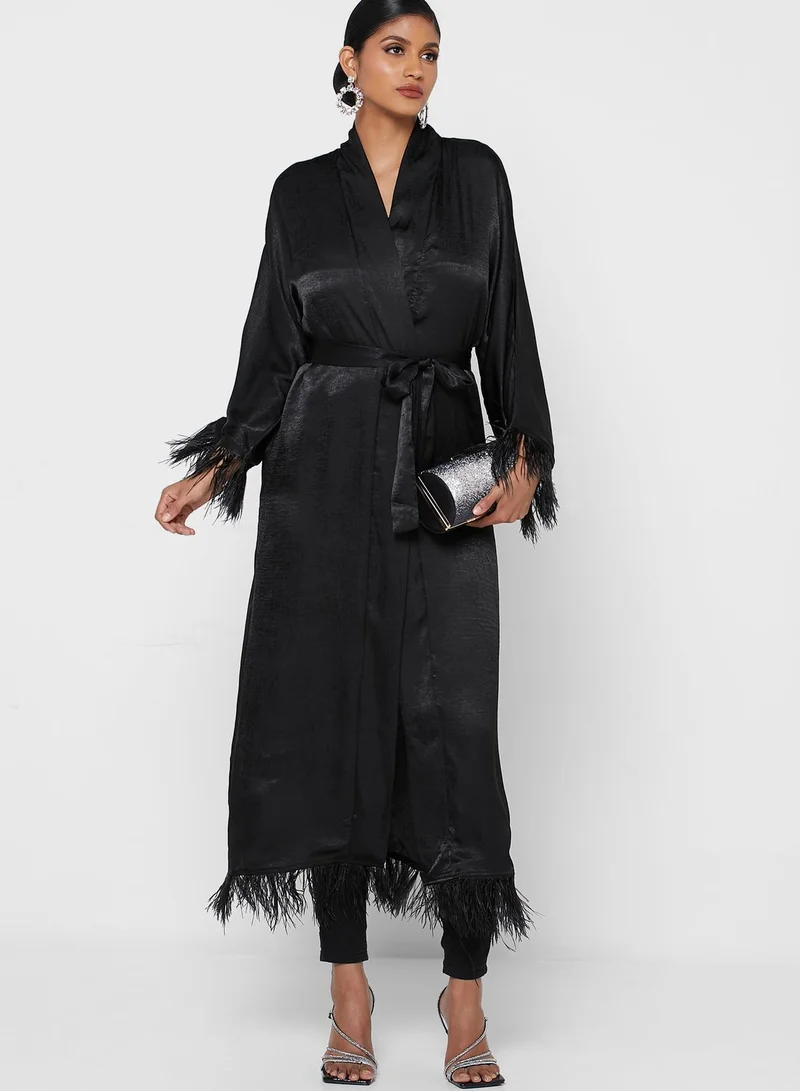 Khizana Feather Trim Abaya