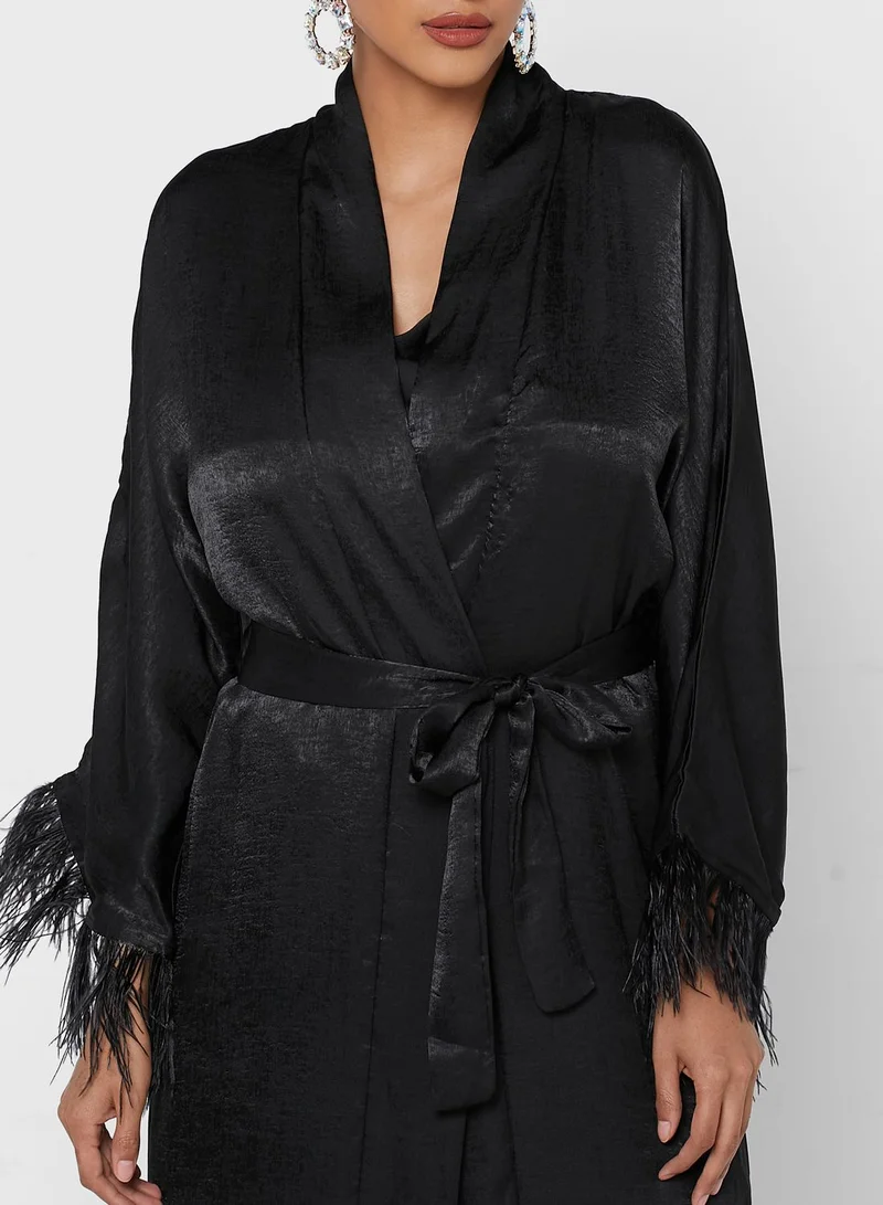Khizana Feather Trim Abaya