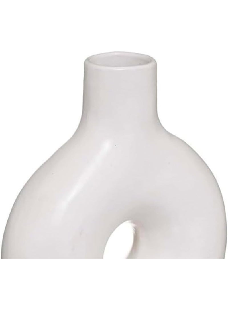 Decorhills White Ceramic Flower Vase, Round Shape Vase for Flowers and Decorations, Modern Elegant Minimalist, Home, Living Room, and Office Décor – Decorative Centerpiece for Pampas Grass, Dried Flowers - Image 4