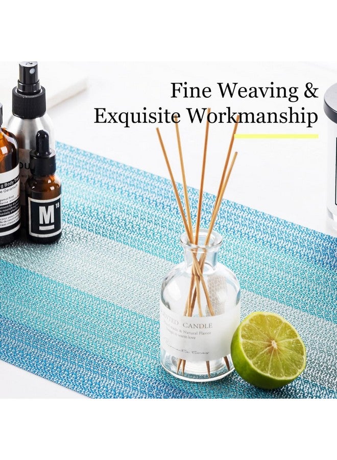 Potency Table Mats Set of 6, Woven Placemats for Dining Table, Heat-Resistant Placemats Stain Resistant Anti-Skid Washable PVC Table Mats, Vinyl Placemats for Dining Kitchen Restaurant Table (H-Blue) - Image 5
