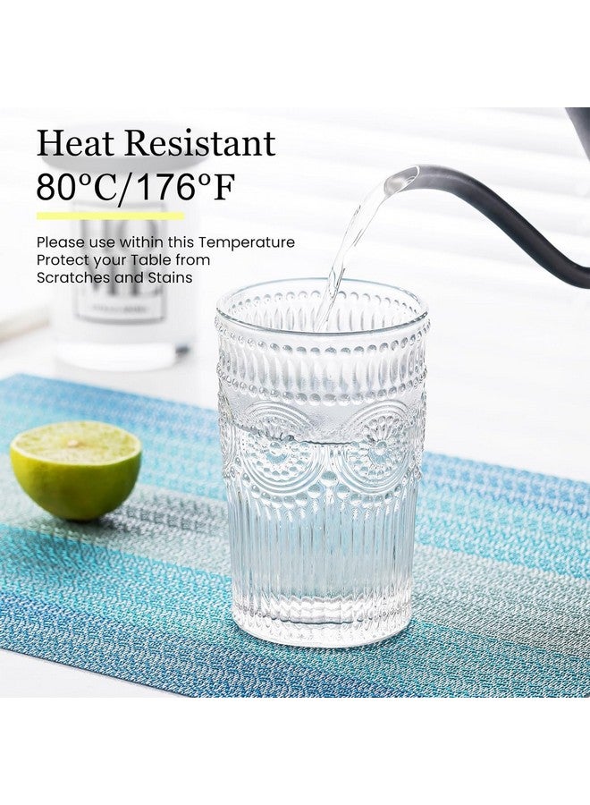 Potency Table Mats Set of 6, Woven Placemats for Dining Table, Heat-Resistant Placemats Stain Resistant Anti-Skid Washable PVC Table Mats, Vinyl Placemats for Dining Kitchen Restaurant Table (H-Blue) - Image 4