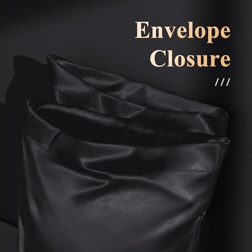 DOWNSTORIA Satin Body Pillow Cover Similar to Silk Body Pillow Pillowcase 1 Pack,Smooth and Cooling, Silky Envelope Closure Large Long Pillow Cases, Gifts for Women Men(20x54 Inches, Black) - Image 4