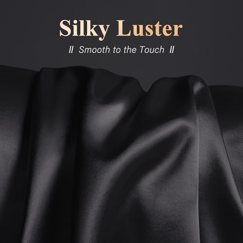 DOWNSTORIA Satin Body Pillow Cover Similar to Silk Body Pillow Pillowcase 1 Pack,Smooth and Cooling, Silky Envelope Closure Large Long Pillow Cases, Gifts for Women Men(20x54 Inches, Black) - Image 2