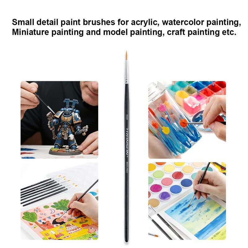 Transon 12pcs Small Detail Painting Brushes for Miniature Model Painting, Suitable for Acrylic Watercolor Gouache Oil Paint - Image 2