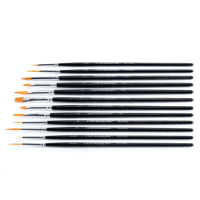 Transon 12pcs Small Detail Painting Brushes for Miniature Model Painting, Suitable for Acrylic Watercolor Gouache Oil Paint - Image 5