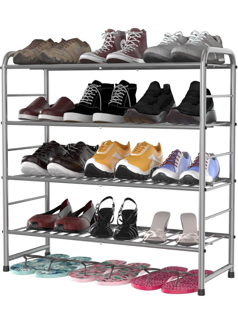 KITCHENOO 5-Tier Adjustable Shoe Rack, Shoe Organizer Storage Rack, High Capacity, Wire Mesh, Silver - Image 1