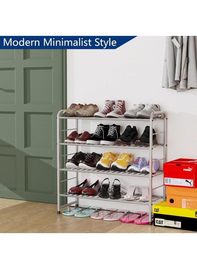 KITCHENOO 5-Tier Adjustable Shoe Rack, Shoe Organizer Storage Rack, High Capacity, Wire Mesh, Silver - Image 3