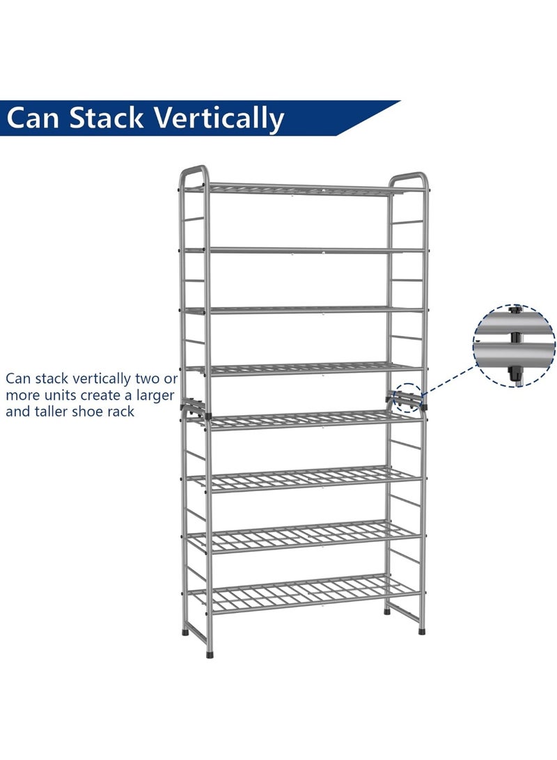 KITCHENOO 5-Tier Adjustable Shoe Rack, Shoe Organizer Storage Rack, High Capacity, Wire Mesh, Silver - Image 5