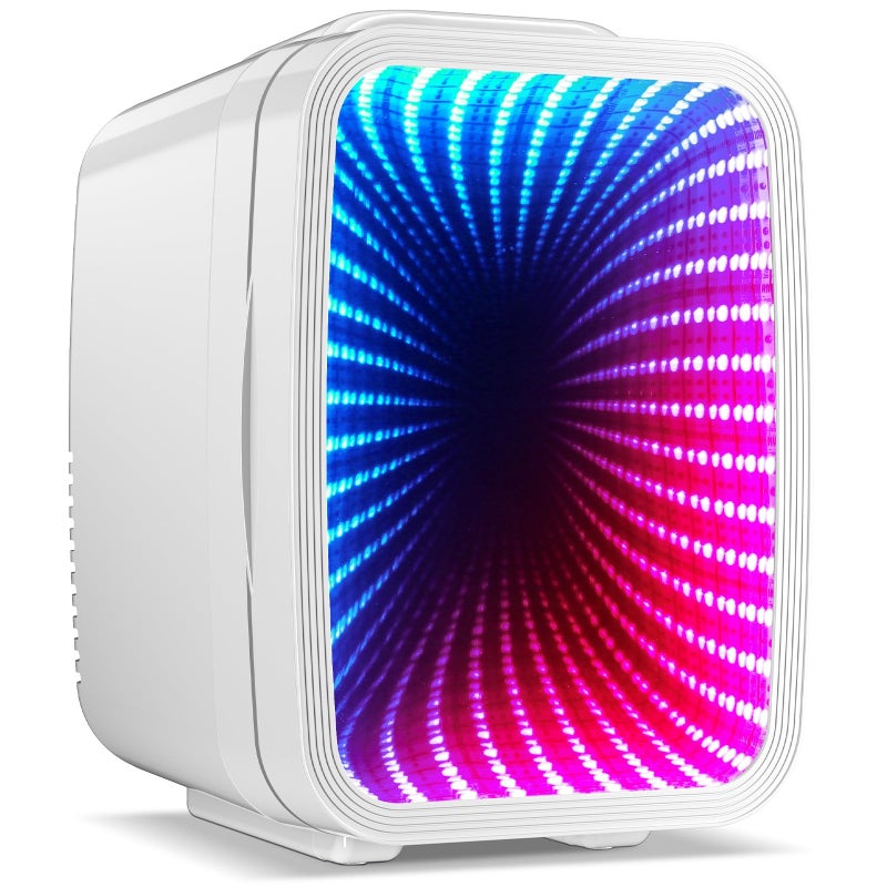 BEICHEN Mini Fridge, 4 Liter/6 Cans Small Refrigerator With Dimmable LED Light,AC/DC Portable Thermoelectric Cooler and Warmer Gaming mini fridge for Bedroom,Office,Gaming room and Car (White) - Image 1