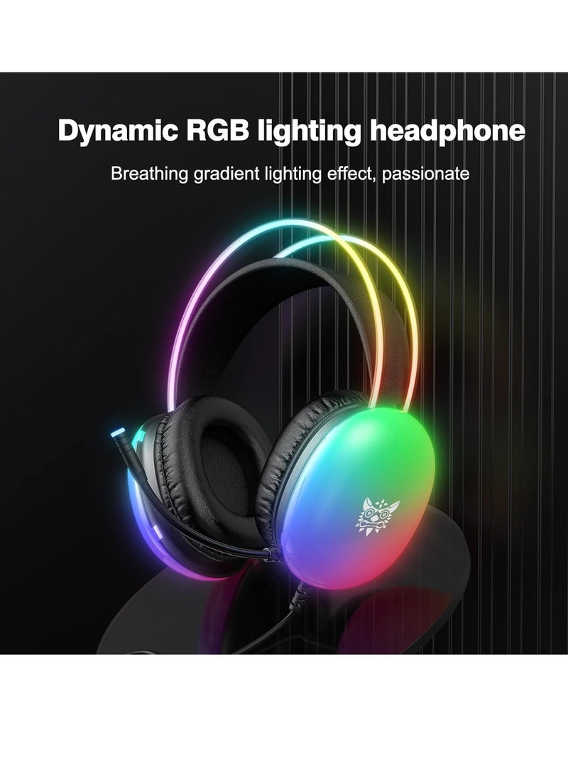 NEW RGB Gaming Headset with Surround Sound – Wired Over-Ear Headphones for PC, Laptop, PS4, PS5, and Xbox – Adjustable Headband in Cool Black  - Image 2
