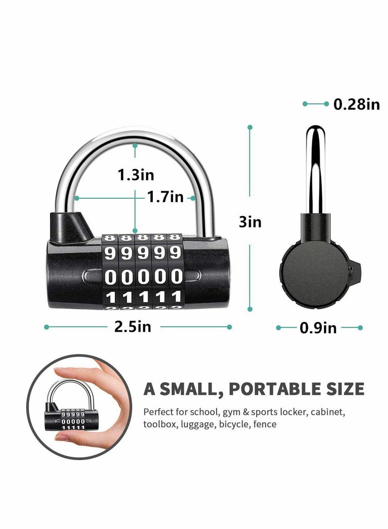 Combination Padlock, Lengthened Lock, Long Shackle Gym Luggage Travel Updated Safety Lock for Locker, Toolbox, Closet, Luggage, Gate(Black) - Image 3