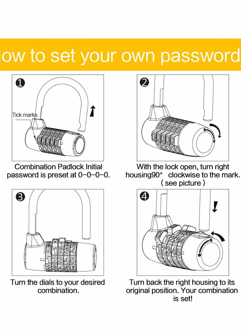 Combination Padlock, Lengthened Lock, Long Shackle Gym Luggage Travel Updated Safety Lock for Locker, Toolbox, Closet, Luggage, Gate(Black) - Image 4