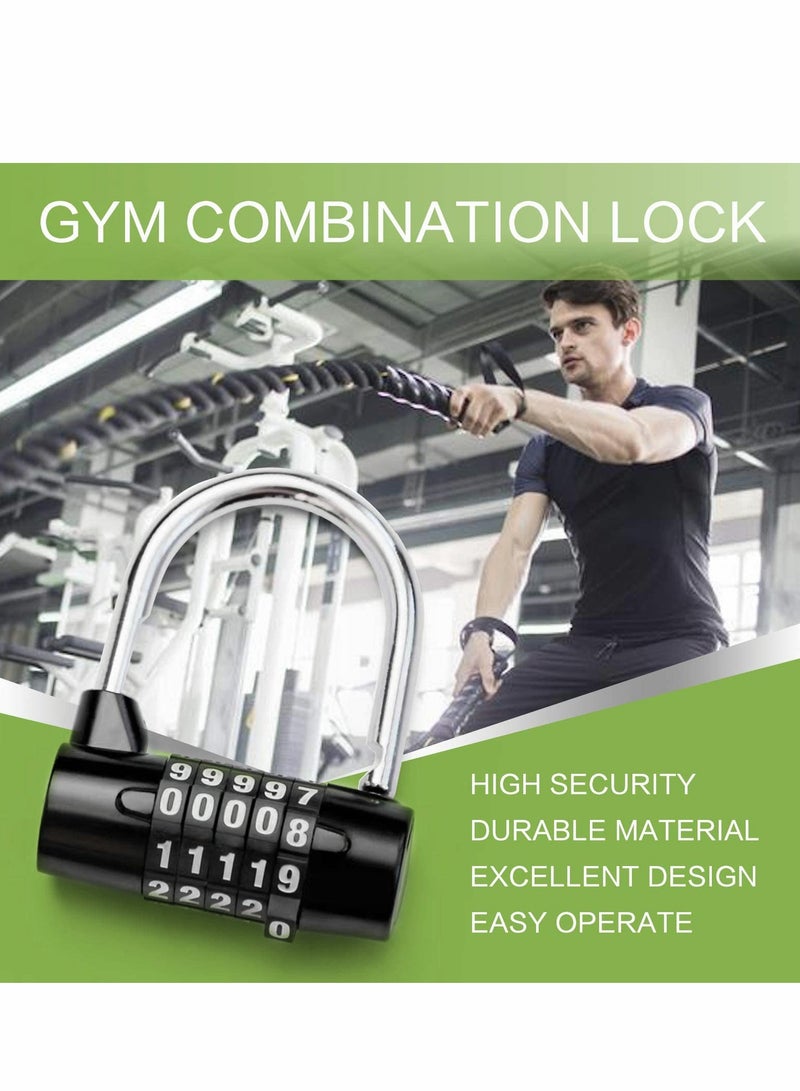 Combination Padlock, Lengthened Lock, Long Shackle Gym Luggage Travel Updated Safety Lock for Locker, Toolbox, Closet, Luggage, Gate(Black) - Image 2