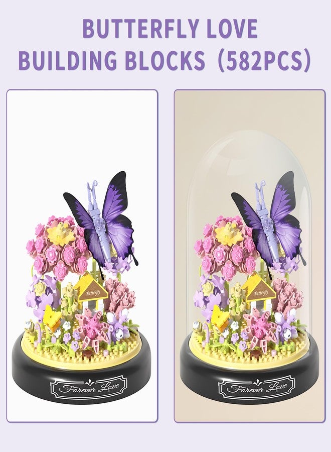 apcute 582 PCS Micro Brick Flower Butterfly Bouquet Building Sets, Animals Botanical Collection Blocks Model for Adult Toys,Home Decor and Office Art Creative Gift Women, Mom,Girl - Valentine’s Day Gift - Image 3