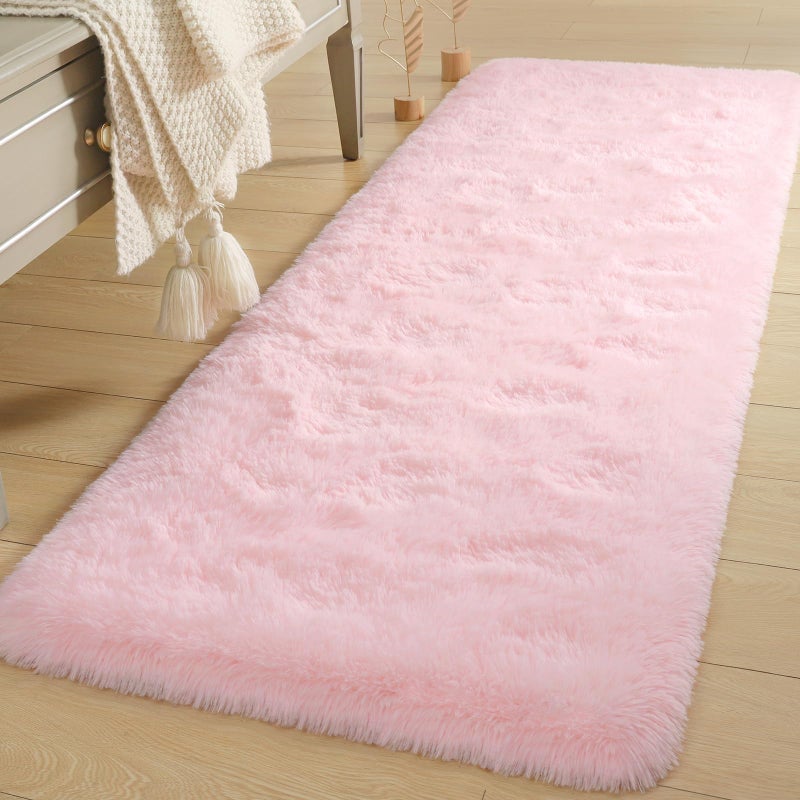 DETUM Pink Rug for Girls Room Decor  2X6 Runner Rugs for Bedroom Fluffy Furry Area Rugs for Kids Bedroom  Long Rugs for Hallyway Entryway Kitchen Bedside Soft Dorm Rug for College Room Decor - Image 3
