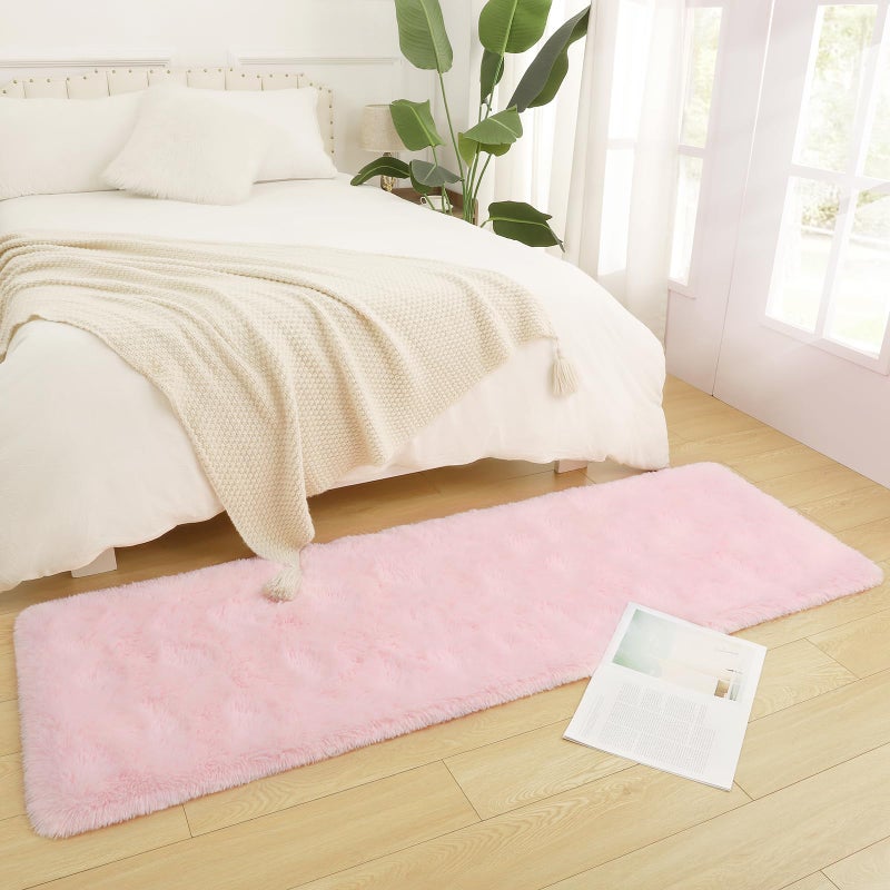 DETUM Pink Rug for Girls Room Decor  2X6 Runner Rugs for Bedroom Fluffy Furry Area Rugs for Kids Bedroom  Long Rugs for Hallyway Entryway Kitchen Bedside Soft Dorm Rug for College Room Decor - Image 4