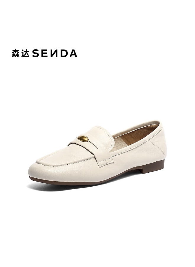 Senda a Little Golden Bean Loafers Women Spring Autumn Lambskin Commuter Flats Xuj01ca5 Off-white 35 - Image 3