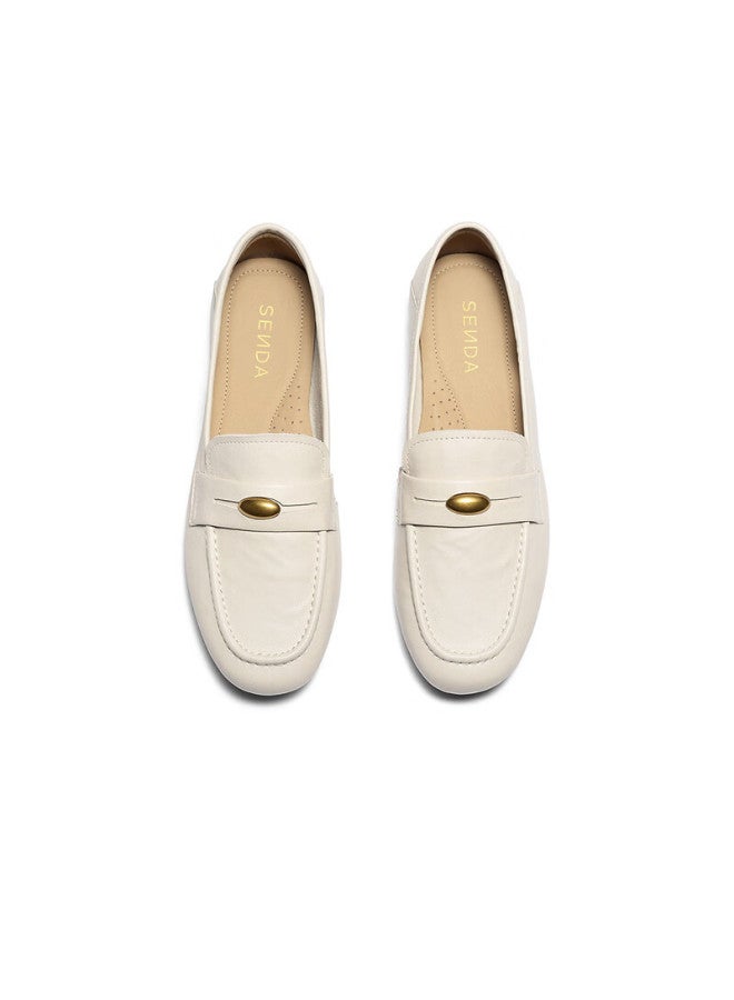 Senda a Little Golden Bean Loafers Women Spring Autumn Lambskin Commuter Flats Xuj01ca5 Off-white 35 - Image 5