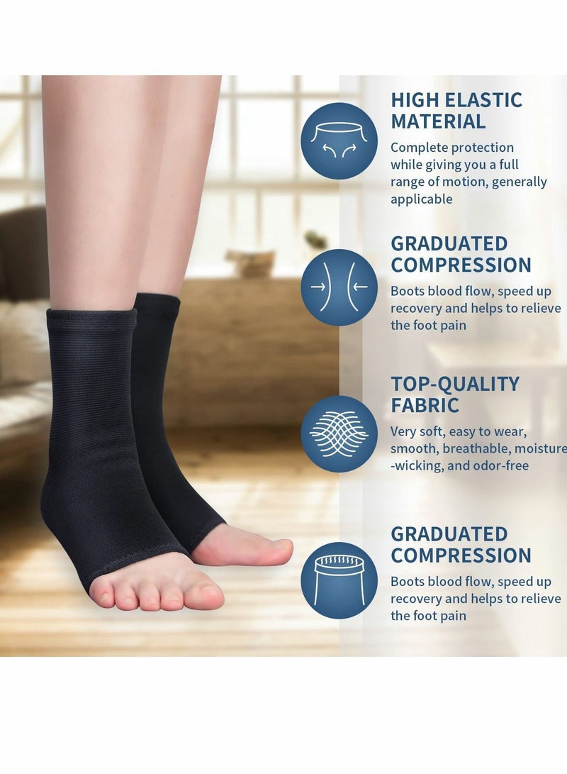 Y&D Black Ankle Support Brace 1 Pair, Plantar Fasciitis Socks, Breathable Anti-Slip Compression Sleeve for Sprained Ankle, Ligament Damage, Achilles Tendonitis, Swelling, Pain Relief, Sports  - Image 2