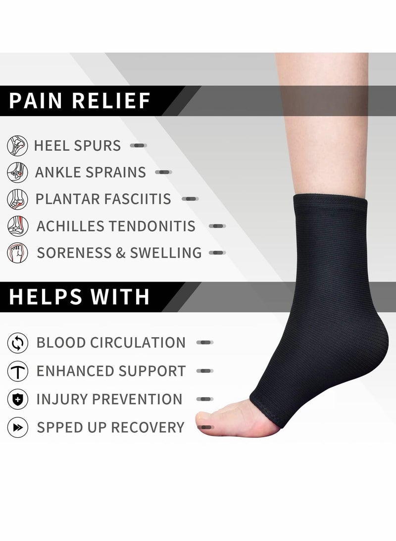 Y&D Black Ankle Support Brace 1 Pair, Plantar Fasciitis Socks, Breathable Anti-Slip Compression Sleeve for Sprained Ankle, Ligament Damage, Achilles Tendonitis, Swelling, Pain Relief, Sports  - Image 3