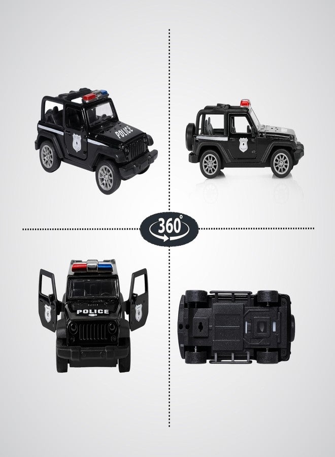 Speedyz Police Jeep Force Black Toydiecast Metal Car - 1:32 Scale with Opening Doors & Pull-Back Action | Fun Toy for Kids & Collectors - Image 2
