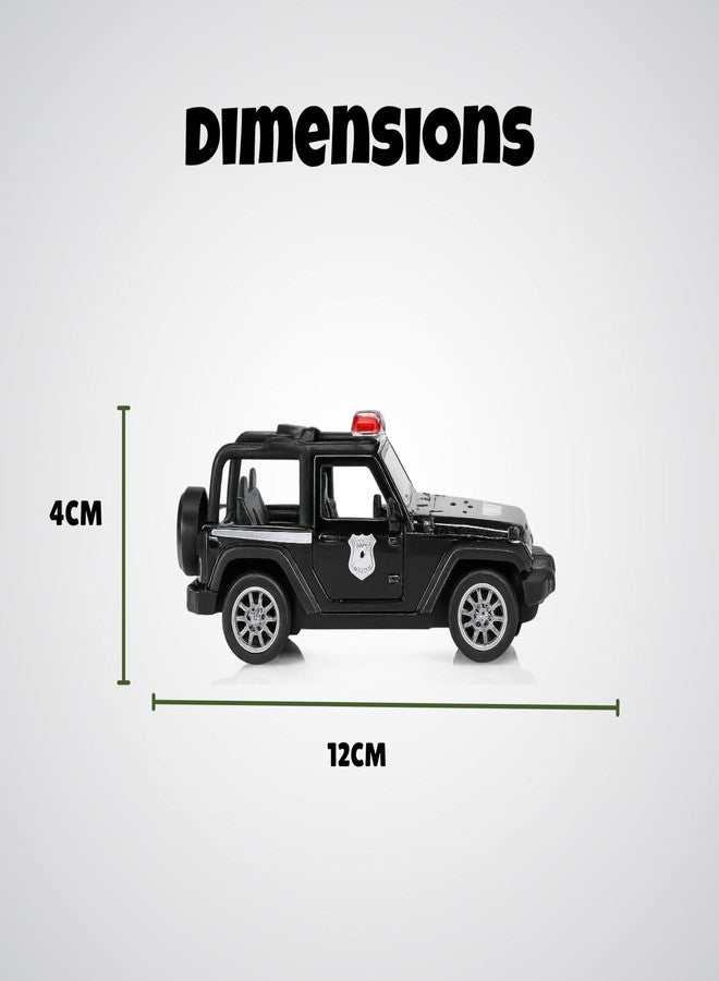 Speedyz Police Jeep Force Black Toydiecast Metal Car - 1:32 Scale with Opening Doors & Pull-Back Action | Fun Toy for Kids & Collectors - Image 4