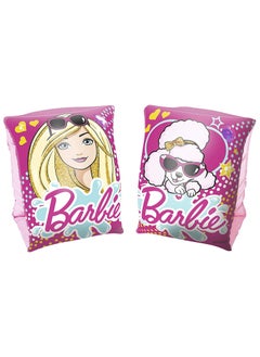 Bestway 93203-Barbie Printed Inflatable Swimming Armbands 23x15cm/9"x6", Pink  - Image 1