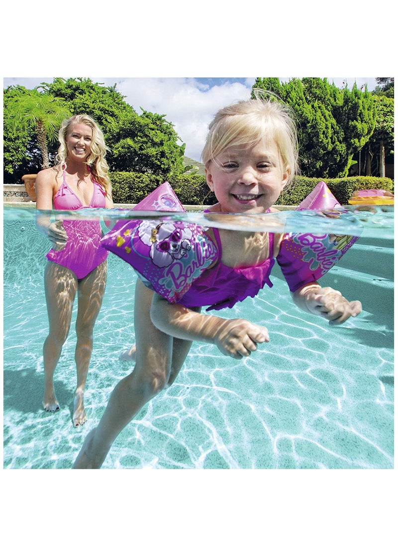 Bestway 93203-Barbie Printed Inflatable Swimming Armbands 23x15cm/9"x6", Pink  - Image 2