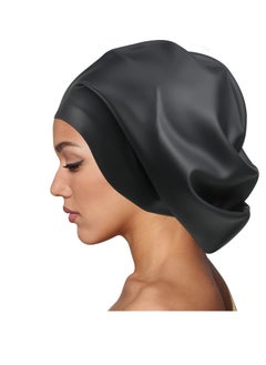 Excefore Silicone Swim Cap for Women Men Extra Large Special Design Swimming Cap Waterproof Bathing Cap Swim Hat for Very Long Hair Braids Thick Curly Hair Keep Your Hair Dry  - Image 1