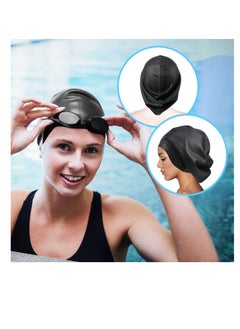 Excefore Silicone Swim Cap for Women Men Extra Large Special Design Swimming Cap Waterproof Bathing Cap Swim Hat for Very Long Hair Braids Thick Curly Hair Keep Your Hair Dry  - Image 2