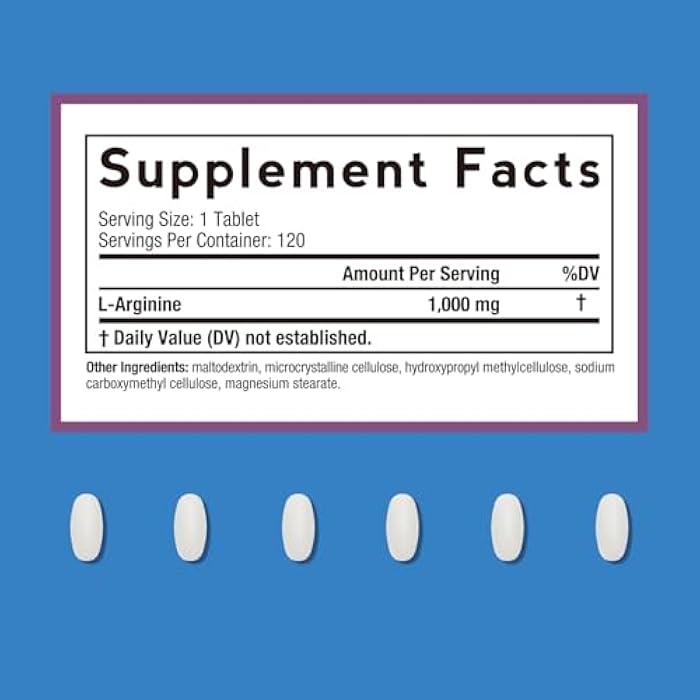 Doctor's Recipes L-Arginine 1000mg, Maximum Dose, Nitric Oxide Production, Blood Flow and Vascular Function, Endurance and Workout Support for Men and Women, 120 Coated Tablets - Image 2