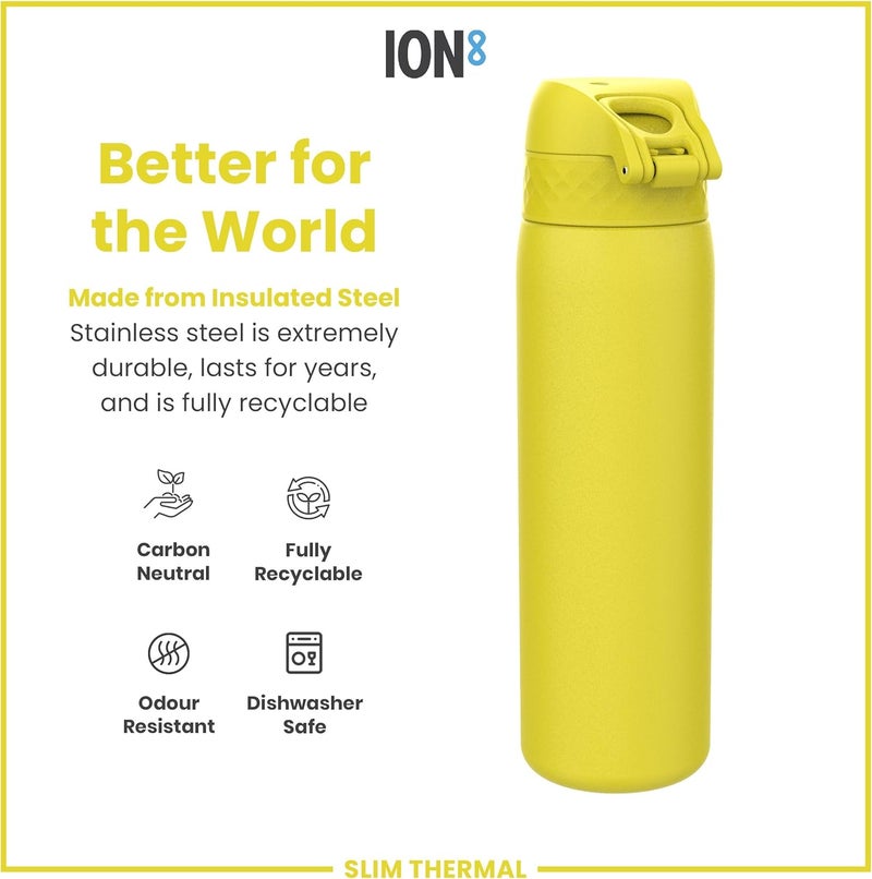 ion8 Leak Proof Slim Water Bottle, Vacuum Insulated Steel, 500ml (17oz) - Image 5