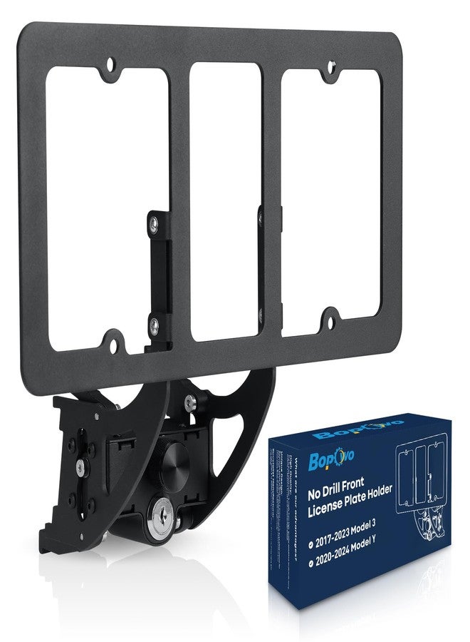 Bopowo No Drill Front License Plate Frame for 2020-2024 Tesla Model Y,2017-2023 Tesla Model 3 with Safety Design, No Adhesives License Holder - Image 1