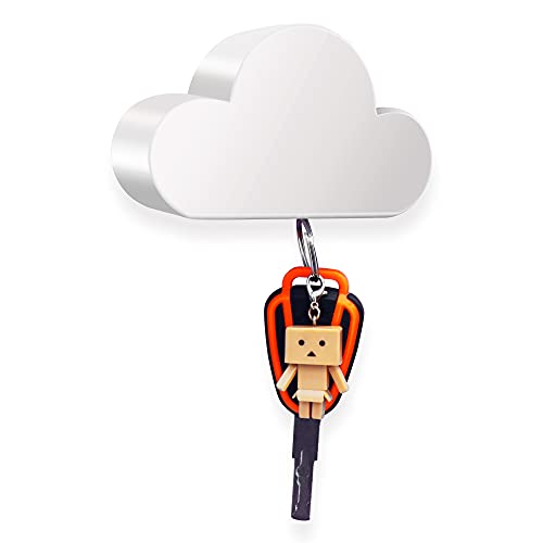 Meyerascal White Cloud Magnetic Key Holder for Wall, Strong Magnetic to Securely Hang Multiple Keys and Keychain, Novelty Cute Home Decorations, Easy to Install and Convenient to Use. (White) - Image 1