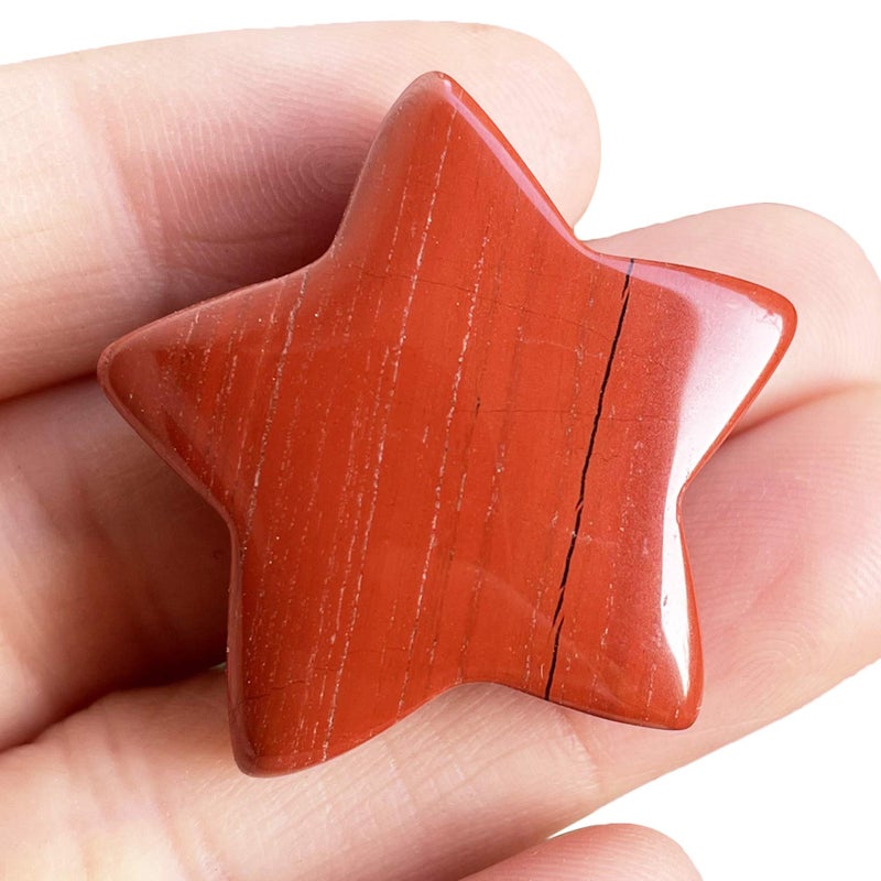 Fekuar Red Jasper Crystal Star Chakra Stones for Reiki Healing Yoga Balance Meditation Polished Mini Pocket Palm Stone 1 Inch 30mm