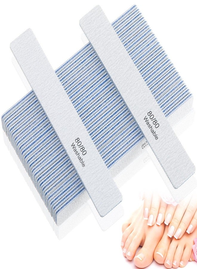 Jutom 150 Pcs Rectangle Nail File 80/80 Grit Professional Emery Board Bulk Washable Double Sided Nail Buffer Reusable Buffering Manicure Tools for Nail Tech Acrylic Nails Fake Nails - Image 1