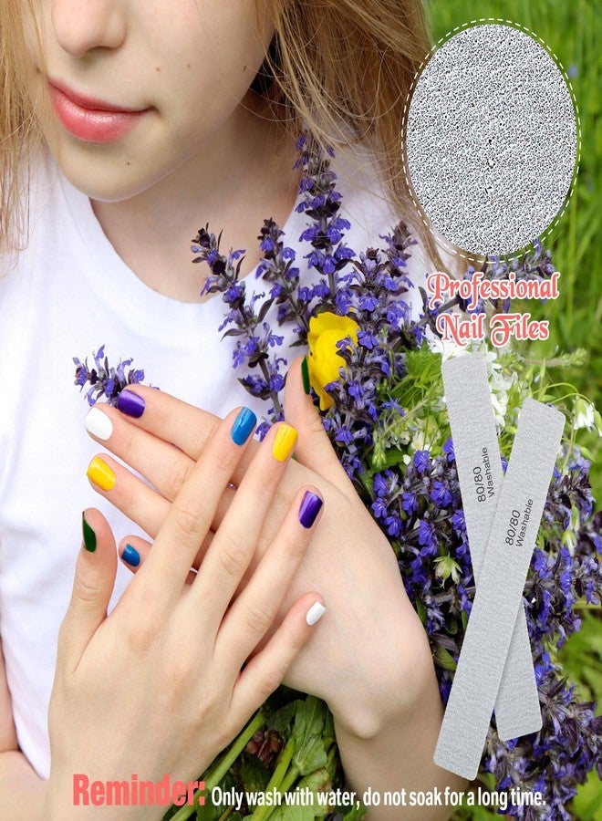 Jutom 150 Pcs Rectangle Nail File 80/80 Grit Professional Emery Board Bulk Washable Double Sided Nail Buffer Reusable Buffering Manicure Tools for Nail Tech Acrylic Nails Fake Nails - Image 4