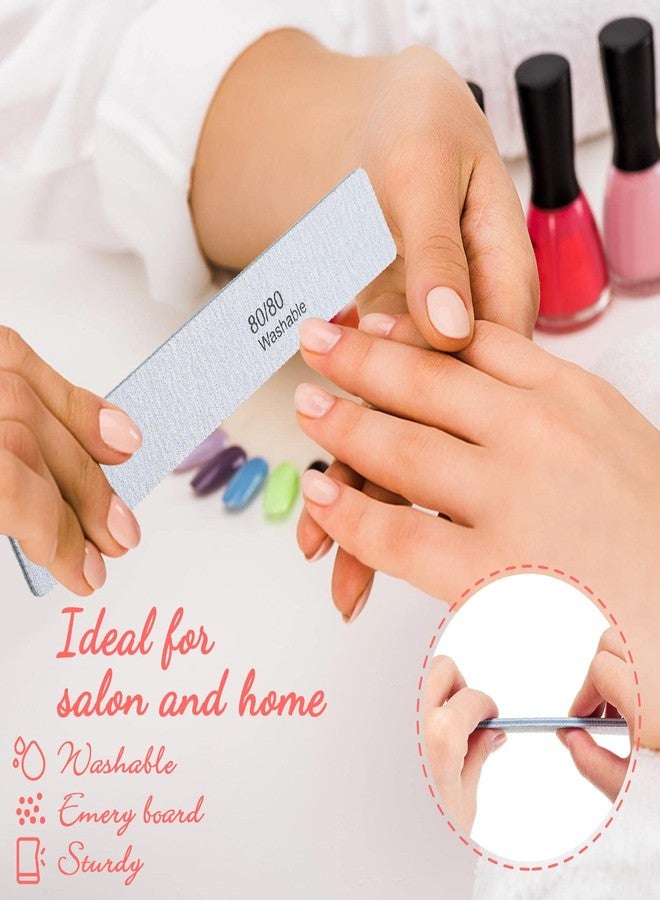 Jutom 150 Pcs Rectangle Nail File 80/80 Grit Professional Emery Board Bulk Washable Double Sided Nail Buffer Reusable Buffering Manicure Tools for Nail Tech Acrylic Nails Fake Nails - Image 5