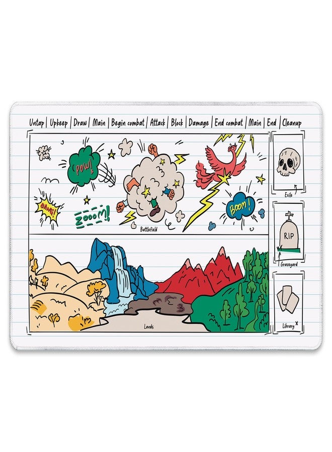 Paramint Sketchy Notebook, Library Bottom (Stitched) - MTG Playmat with Zones - Compatible with Magic The Gathering Playmat - Play MTG, YuGiOh, TCG - Original Play Mat Art Designs & Accessories - Image 2
