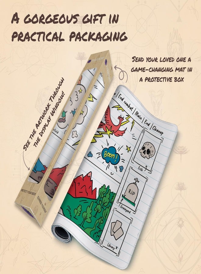 Paramint Sketchy Notebook, Library Bottom (Stitched) - MTG Playmat with Zones - Compatible with Magic The Gathering Playmat - Play MTG, YuGiOh, TCG - Original Play Mat Art Designs & Accessories - Image 5