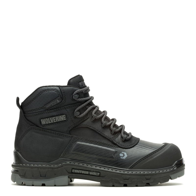 Wolverine Men'sOverpass 6" Mid Composite Toe Waterproof Work Boot, Black/Grey, 8.5 Medium - Image 2