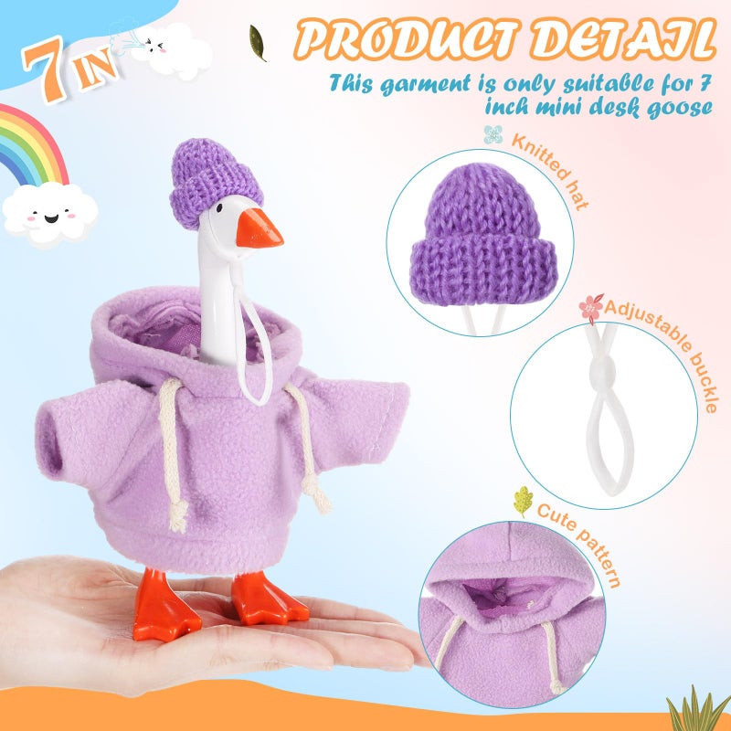 SilTriangle 4 Set 7 Inch Mini Desk Goose Knitted Outfits Cute Magnetic Goose Key Holder Multiple Colors Clothes for Home Office Magnetic Duck Statue Table Desk Key Holder Decor Gifts(Hooded) - Image 5