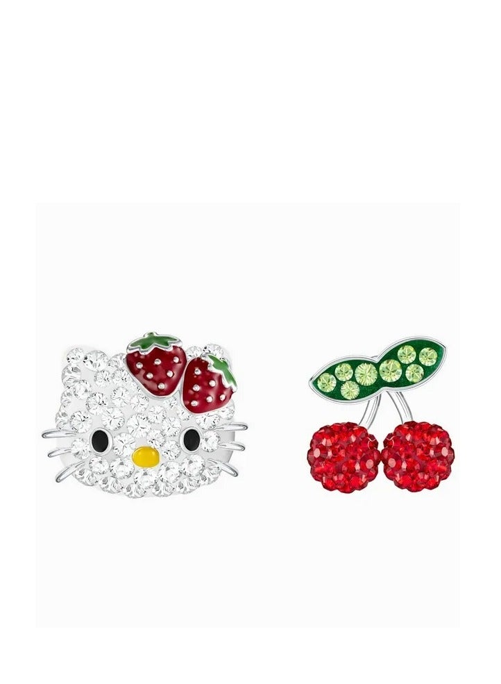 Swaro Swarovski Women's Pierced Earrings Hello Kitty Fruit Rhodium Plated 5368973  - Image 1