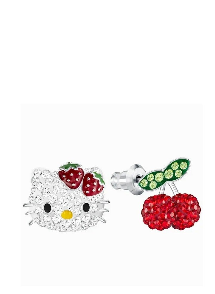 Swaro Swarovski Women's Pierced Earrings Hello Kitty Fruit Rhodium Plated 5368973  - Image 2