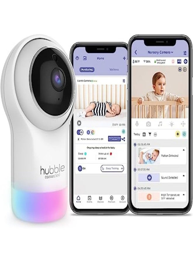 هابل متصل كاميرا هابل بال جلو - كاميرا أمان داخلية ذكية تعمل بتقنية الواي فاي بدقة HD1080P مع تقريب رقمي، واتصال ثنائي الاتجاه لمراقبة الأطفال أو الحيوانات الأليفة، لون أبيض - Image 1