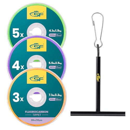 SF Clear Fluorocarbon Fly Fishing Tippet Line with Holder Leaders and Tippets-3 Pcs 3X, 4X, 5X - Image 1