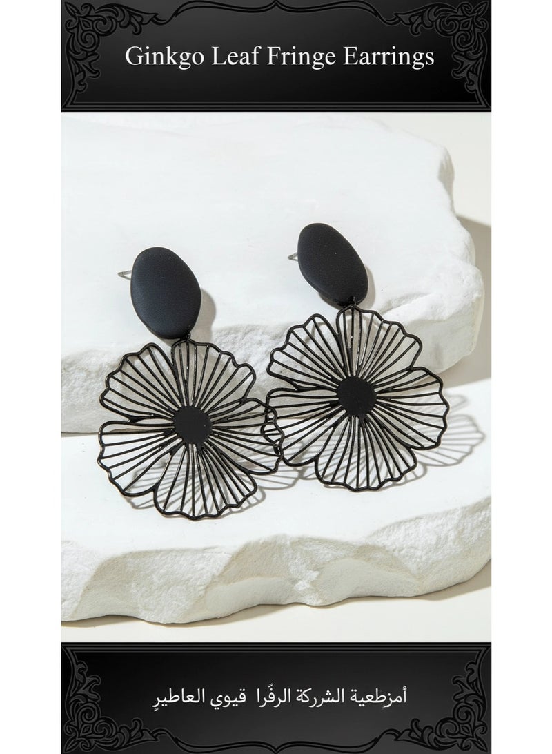 Ucanbe Ginkgo Leaf Fringe Earrings – Vintage Natural Style Designer Ear Accessories - Image 1