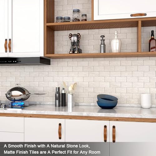 BeNice Peel and Stick Backsplash for Kitchen,Bathroom Wall Backsplash Tile Peel and Stick Shower Tiles Waterproof(10sheets,Rustic Beige) - Image 3