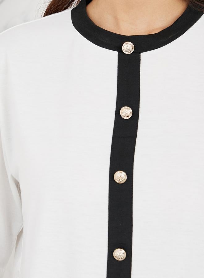 Styli Contrast Ribbed Boxy Fit T-Shirt  - Image 4