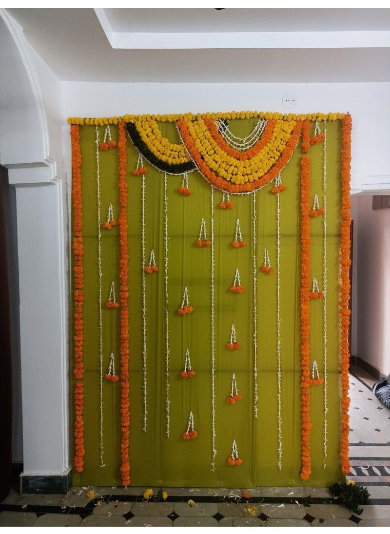 SP SELLPLUS - Sellplus Backdrop Setup for Mehndi haldi Marrige Pooja ganpati Home Decoration Combo of Marigold Strings Set 12 - Image 1